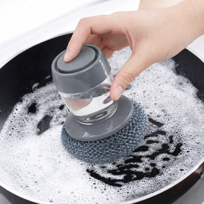 Liquid Adding Pot Washing Brush – Built-In Soap Dispenser Heavy-Duty Kitchen Scrubber