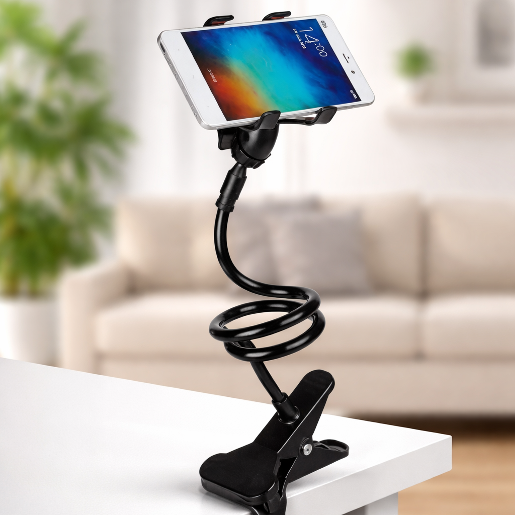 Flexible Mount Mobile Holder – Adjustable Tabletop Smartphone Stand with Long Flexible Arm