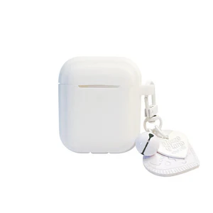 Milky White AirPods Protective Case with Heart Pendant – TPU Cover for AirPods 1/2