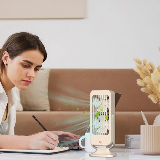 Double Blade Desktop Fan – Compact Dual Blade Cooling Fan