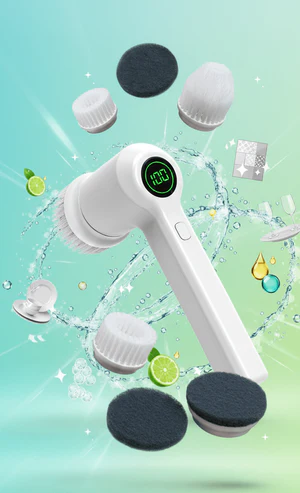 PureSpin Electric Handheld Scrubber – Rechargeable Power Cleaning Brush with Digital Display
