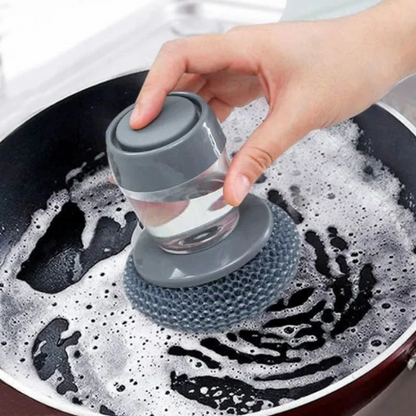 Liquid Adding Pot Washing Brush – Built-In Soap Dispenser Heavy-Duty Kitchen Scrubber