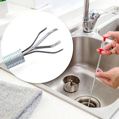 Flexible Drain Clog Remover Tool – Spring Steel Pipe Cleaner with Claw Grabber